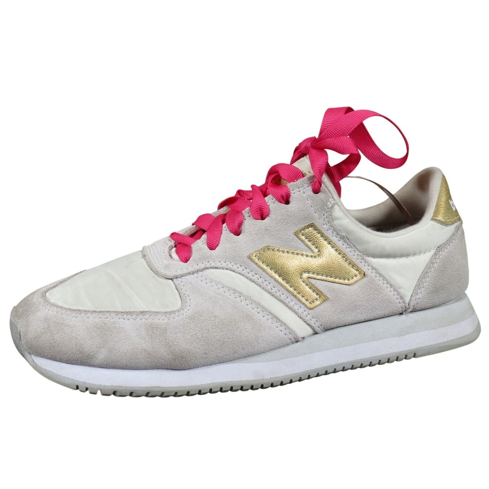New Balance 420 Women 8 Light Gray Suede Textile Sneakers Casual Comfort